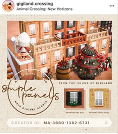 an advertisement for christmas decorations in front of a building with santa claus on top and other holiday decor