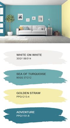 the interior paint colors are all different from blue to yellow, and each color is white