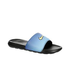 Nike Victori One Men's Slide Sandal Slip into the Nike Victori One men's Slide Sandal for your ultimate weekend footwear. With classic Nike branding and a foam Cushioned footbed, this Slide looks cool while you go about your day. The traction outsole makes sure whatever the activity, you're still good to go. Synthetic upper Slip-On Cushioned footbedTraction outsole Blue Synthetic Slippers For Swimming, Nike Blue Sandals For Summer, Blue Nike Sandals For Summer, Nike Blue Open Toe Sandals, Casual Blue Sandals For Water Sports, Blue Cushioned Flip Flops For Swimming, Casual Blue Sport Sandals For Water Sports, Blue Sandals For Water Sports In Summer, Blue Synthetic Slides With Arch Support