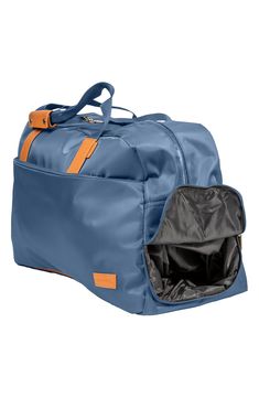 Dedicated storage pockets shape a reliable and travel-ready duffle bag made from durable nylon. 21" L x 12" H x 7" D
 Dual top handles, optional crossbody strap Top zip closure USB charging port, lined shoe pocket, key clasp 95% nylon, 3% polyester, 2% plastic Spot clean Imported Nylon Travel Bag With Adjustable Strap For Trips, Nylon Travel Accessories With Adjustable Strap For Overnight Trips, Large Capacity Nylon Travel Accessories For Trip, Nylon Weekender Bag With Adjustable Strap For Travel, Outdoor Nylon Shoulder Bag With Luggage Sleeve, Large Capacity Nylon Satchel Travel Bag, Nylon Backpack Gym Bag For Travel, Large Capacity Nylon Travel Bag For Trips, Nylon Gym Bag Backpack For Travel