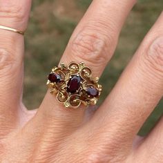 Garnet Stone Moon Ring | Goth/Emo Gift, Romantic Blood Gem Ring, Celestial Victorian Jewelry, Vampire Ring, Witchy Gifts for Her/Anniversary Gemstone - Red Garnet Gemstone Shape -  Oval cut Gemstone size - Oval - 5x7, 4x6 About this item Embrace the enchanting design of this blood moon ring, featuring intricate celestial details ✨ and a touch of victorian flair. 🥀 ♥️ This alluring piece blends gothic allure with romantic Victorian charm, making it the perfect adornment for those who wish to add a touch of dark beauty into their everyday. 🕯️ 🔮 The unique combination of Victorian and Gothic elements makes this ring a versatile accessory, complementing a variety of styles making it a great gift for loved ones or a unique addition to one's personal style. It also makes for the perfect anniv Gothic Engagement Ring Victorian, Blood Rings, Poison Ring Secret Compartment, Witchy Rings, Whimsigoth Jewelry, Jewelry Vampire, Victorian Wedding Ring, Vampire Ring, Emo Gifts