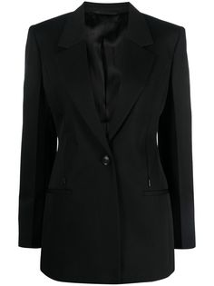 black wool-mohair blend cape design front button fastening two front welt pockets peak lapels long sleeves straight hem Cape Blazer, Cape Designs, Jacket Cape, Versace Outfit, Yoko London, Blazer Black, Ski Wear, Black Blazers, Lady Dior