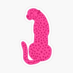 a pink and black cheetah sticker on a white background