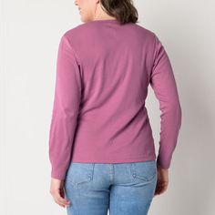 This St. John's Bay women's t-shirt will be a welcomed essential to your cold-weather wardrobe. Made from soft cotton-knit, this tee has a crew neckline and long sleeves. Stock up on different colors and pair yours with everything from skirts to jeans. Features: EssentialsClosure Type: Pullover HeadFit: Regular FitNeckline: Crew NeckSleeve Length: Long SleeveApparel Length: 24.75 InchesFiber Content: 100% CottonFabric Description: RibCare: Tumble Dry, Machine WashMaterial: CottonCountry of Orig… Everyday Heather Cotton Tops, Heather Crew Neck Top For Everyday, Spring Cotton Heather Tops, Spring Heather Cotton Tops, Basic Pink T-shirt For Fall, Heather Crew Neck Top With Relaxed Fit, Casual Heather Crew Neck Tops, Pink T-shirt For Everyday Fall Wear, Everyday Pink T-shirt For Fall