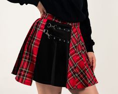 (Model is wearing a size Medium) Size Waist Hips Length Small 25” 35” 15” Medium 27” 37” 16” Large 29” 38” 16” XL 31” 39” 16” XXL 33” 40” 17” Red Fitted Alternative Style Skirt, Gothic Skirt, Skirt Collection, Upgrade Your Look, Gothic Fashion, Hip Length, Medium Size, Size Medium, Skirt