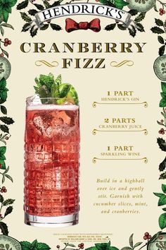 an advertisement for a drink called cranberry fizz