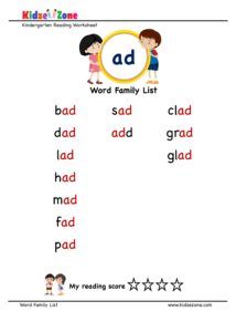 a worksheet with words and pictures for children to read