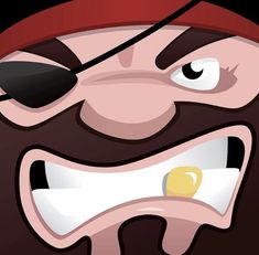 an angry looking cartoon character wearing a red hat and eye patch with his mouth open