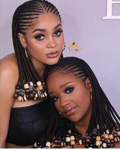 2,129 Likes, 17 Comments - Top African Hairstyles (@ghanaianhairstyles) on Instagram: “Gorgeous Queens ❤️❤️ @bella__sunshine_hair Tribal braids . . Hairstylist @bella__sunshine_hair…” Braids Kids, Cornrows Natural Hair, Cornrows Braids For Black Women, Hairstyles Design, Braided Cornrow Hairstyles, Quick Braided Hairstyles, Protective Hairstyles Braids