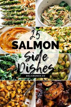 salmon side dishes collage with text overlay