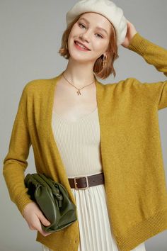 Fit: Regular fit Detail: Long sleeve. Solid color. Wool. Button-down. Material: 96%-99% Wool Care: Put your garment in the washing bag. Wash by hand or on a wool or delicate program in the machine. Yellow Fits, Jackets Winter, Pink Fits, Ribbed Knit Dress, Beige Cardigan, Womens Cashmere, Knitted Tops, Khaki Dress, Warm Sweaters