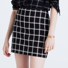 Never Worn In Perfect Condition! Black And White Windowpane Mini Skirt. - 100% Cotton - Machine Wash - Size 0 - Length: 15.75, Waist: 28 Madewell Skirt, Madewell, Mini Skirt, Womens Skirt, Mini Skirts, Skirt, Black And White, Women Shopping, White