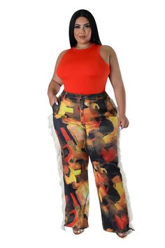 Final Sale Plus Size Long Pants with Beige Fringes On The Side in Oran – Chic And Curvy Chic And Curvy, On The Side, Long Pants, Final Sale, Siding, Spandex, Plus Size, Paint, Pants