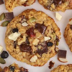 cookies with nuts, raisins and chocolate on top