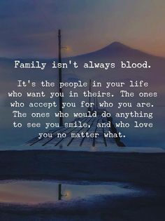 a quote that reads family isn't always blood it's the people in your life who accept you for who you are