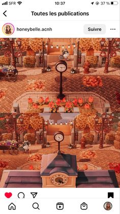 the screenshot shows an image of a clock tower with autumn leaves surrounding it and text that reads,'toutes les publications honeybee - acht surre