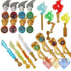 a bunch of different types of keys and handles on a white backgroung