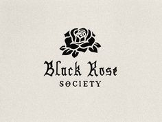 the black rose society logo is shown on a white background with an image of a rose