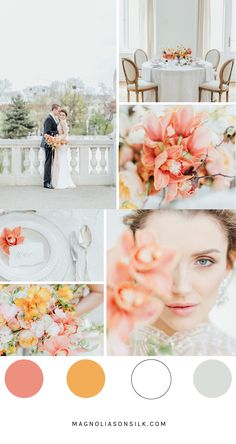 a wedding color scheme with peach and orange