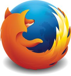 the firefox logo is shown on top of a blue and orange ball with flames