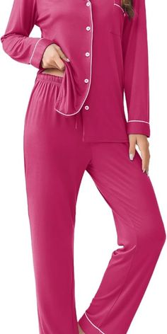 Ekouaer Womens Pajamas Set 2 Piece Button Down Pjs Soft Long Sleeve Top and Pants Sleepwear Set Lounge Sets Womens Pajamas, Womens Pyjama Sets, Sleepwear Sets, Fashion Toys, Pajamas Set, Luxury Store, Lounge Sets, Pharmacy Gifts, Pajamas Women