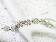 Authentic Vintage 1920s Art Deco Floral Motif RHINESTONE Bracelet - vintage WEDDING - Gatsby wedding Antique Adjustable Wedding Bracelets, Antique Adjustable Bracelets For Wedding, Vintage Adjustable Bracelets For Wedding, Adjustable Vintage Bracelet For Wedding, Adjustable Vintage Bracelets For Wedding, Victorian Silver Bracelets For Wedding, Victorian Silver Wedding Bracelets, Vintage Adjustable Jewelry For Wedding, Antique Silver Wedding Bracelet