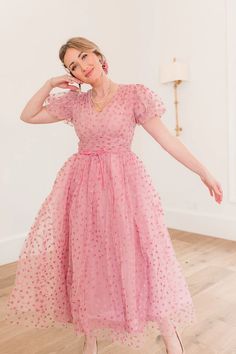 Adore You Dress in Pink Hearts – Ivy City Co Crinoline Fabric, Ivy City Co, Whimsical Dress, Ankle Length Skirt, Sequin Blazer, Garden Dress, Floor Length Gown, Heart Dress, Midi Length Skirts