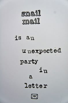 an envelope with the words small mail is an unexpected party in a letter