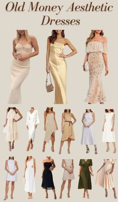 Old Money Party Outfits Aesthetic, Old Rich Dress, Old Money Rich Dress, Rich Dress Aesthetic Classy, Old Money Aesthetic Party Dress, Old Money Aesthetic Women Dress, Old Money For Women, Dress Outfits Old Money, Old Money Aesthetic Women Outfits Casual