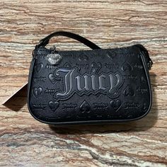 Juicy Couture Bag Black Logo Upgrade U Mini Wristlet Purse Brand: Juicy Couture Size: 8” X 5” X 2” Approx Color: Black Condition: Brand New With Original Tags Same Day Shipping Via Usps Purses 2024, Juicy Purse, Juicy Bag, Cheap Designer Bags, Goth Gf, Dream Bags, Studded Handbag, Juicy Couture Purse, Lil Black