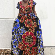 African Ankara Print Handmade Women Full Length Maxi Floral Dress With Sides Pockets And Pockets Multi Color Bold Print Dress Ankara Multi Color Floral Print Made With Cotton Fabric Model Is Wearing Size 8 Contact Me For Any Question About The Dress Ankara Dress Long, Long Dress African, Nigerian Dress, Ankara Dress Styles, Style Africain, Dress African, Ankara Print, African Ankara, Ankara Dress