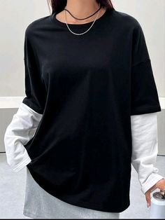 Outfit Oversize, Drop Shoulder Tee, Plus Size Kleidung, Women T Shirts, Inspiration Mode, Jeans Boyfriend, Long Sleeve Casual, Plus Size Tops, Casual T Shirts