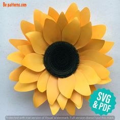 a sunflower made out of paper with the words svg & pipf below it