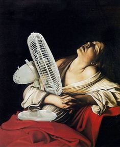 a painting of a woman holding a fan