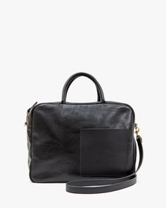 Black Claude Black Waxed Finish Laptop Bag For Daily Use, Everyday Black Bag With Key Clip, Black Bags With Key Clip For Everyday Use, Everyday Crossbody Bag, Black Bags With Double Handle And Turn-lock Closure, Brentwood Country Mart, Clare Vivier, Clare V, Clare V.