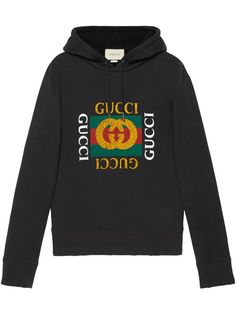 Gucci Logo Print Hoodie - Farfetch Gucci Fashion Show, Men's Sweatshirts, Gucci Logo, Logo Vintage, Boy London, Men's Hoodies