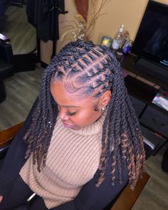 Loc’d by Lotus 🪷 | two strands + flat twists is always a fave 💞💞 • LIKE | SHARE | TAG ! #locs #locstyles #instantlocs #womenwithlocs #kidswithlocs… | Instagram Loc Styles With Two Strand Twist, Two Strand Locs Styles, Graduation Locs Styles, Hair Down Loc Styles, Loc Styles For Winter, Flat Twists On Locs