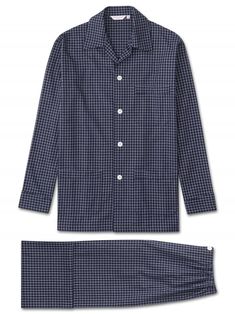 Derek Rose Men's Brushed Cotton Fine Check PajamasPart of the Derek Rose Classic nightwear collection, the Braemar is a core pajama ideal for the chillier months. Thanks to its ultra-soft brushed cotton fabric, it's snug and comfortable to wear - and sports a classic navy checked design.Styled, like all our pajamas, for comfort and relaxation, the Braemar features a three pocket jacket, classic collar and adjustable two-button waistband. Elasticated sides on the pants mean the front and back are Check Pajamas, Rose London, Derek Rose, Luxury Pajamas, Flannel Pajama Sets, Striped Pyjamas, Cotton Pajama Sets, Flannel Pajamas, Pocket Jacket