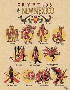 an old mexican poster shows the symbols of new mexico