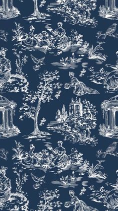 iPhone background: toile print pattern phone wallpaper! Preppy grandmillennial phone background