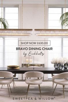 a dining room table and chairs with the words shop now $ 3000 bravo dining chair