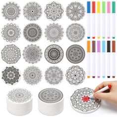 the coloring book is full of intricate designs and colors for adults to color on with markers