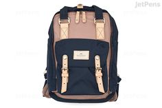 Doughnut Macaroon Standard Backpack - Light Pink x Navy - DOUGHNUT D010-8969-F Casual Student Backpack With Functional Pockets, Casual Leather School Backpack With Adjustable Straps, School Leather Backpack With Adjustable Straps, Casual School Backpack With Zipper Pocket, Casual Backpack With Zipper Pocket For Study, Casual Study Backpack With Zipper Pocket, Casual Laptop Backpack With Functional Pockets, School Laptop Bag With Functional Pockets, Standard Backpack With Adjustable Straps