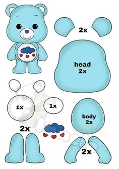 blue teddy bear cut out with numbers and measurementss to make it look like they are ready