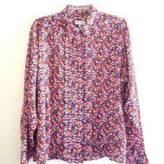 Paul & Joe Floral Button Down Shirt Size Fr 2/ Us 6 (M) Features: Multicolor, Red Pink Blue, Floral, Front Folds, Pleat, Collar, Button Down, Hidden Buttons, Long Sleeves, 100% Viscose Length Approx 25", Pit To Pit 22.5" Sleeve Length 24" Made In Tunisia New With Tags! Never Been Worn! Designer Multicolor Floral Print Shirt, Multicolor Silk Shirt For Spring, Designer Multicolor Button-up Tops, Designer Button-up Tops For Spring, Designer Multicolor Floral Print Blouse, Multicolor Floral Print Shirt For Daywear, Chic Multicolor Shirt With Button Closure, Multicolor Silk Collared Shirt, Silk Button-up Shirt With Floral Print