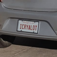 the license plate on the back of a car reads, california icrysalot