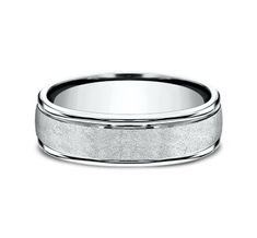 men's wedding band in white gold with a satin finish and beveled edge