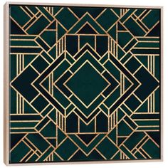 a green and gold art deco wall hanging