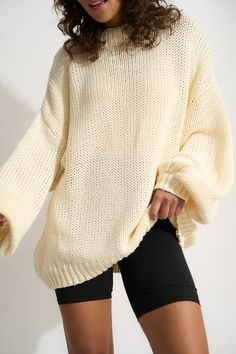 Attn: You found your new go-to sweater. Made of a light cotton blend and featuring an oversized fit, balloon sleeves, and ribbed crew neckline, this is the knit you can't live without. Balloon Sleeves, Cotton Lights, New Shop, Crew Neckline, Set Dress, Best Sellers, Sweater Top, Top Styles, Sweater Dress