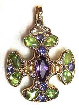 14K YEL GOLD MALTESE CROSS NECKLACE PENDANT AMETHYST PERIDOT CITRINE TANZANITE Necklaces Cross, Cross Necklaces, Necklace Pendant, Citrine, Amethyst, Necklaces